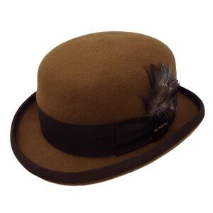 6789 One Fresh Classic Bowler Derby 100% Wool Dress Folk Curled Brim Hat